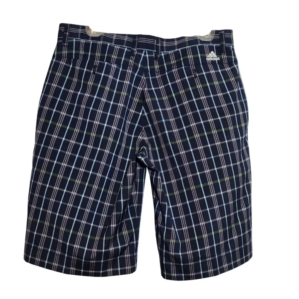 ADIDAS Navy Plaid Golf Shorts, Size 32